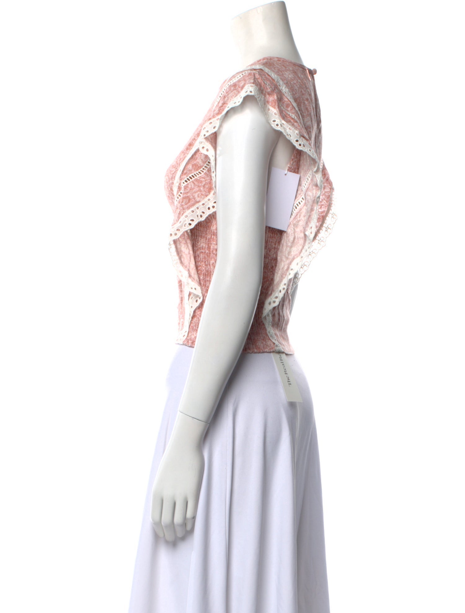 MISA Los Angeles Printed Crew Neck Crop Top