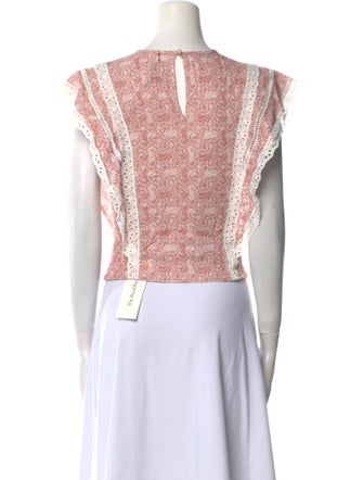 MISA Los Angeles Printed Crew Neck Crop Top