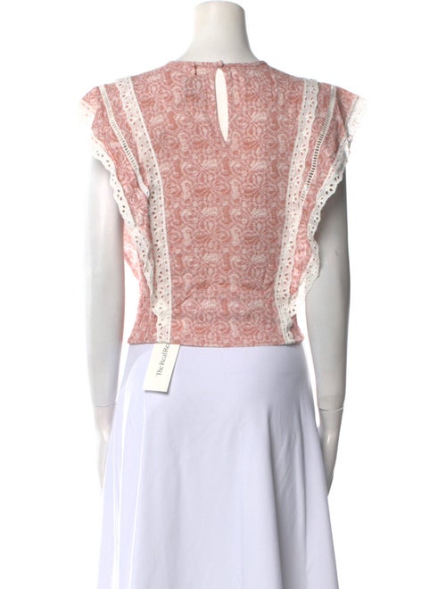 MISA Los Angeles Printed Crew Neck Crop Top