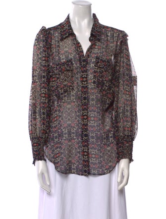 MISA Los Angeles Floral Print Long Sleeve Blouse