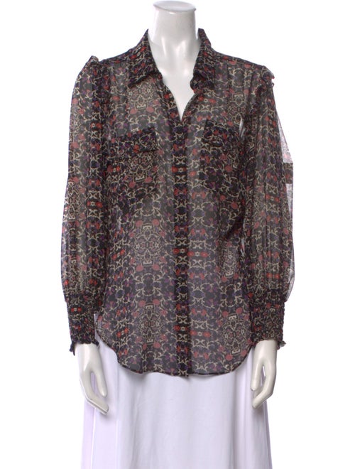 MISA Los Angeles Floral Print Long Sleeve Blouse