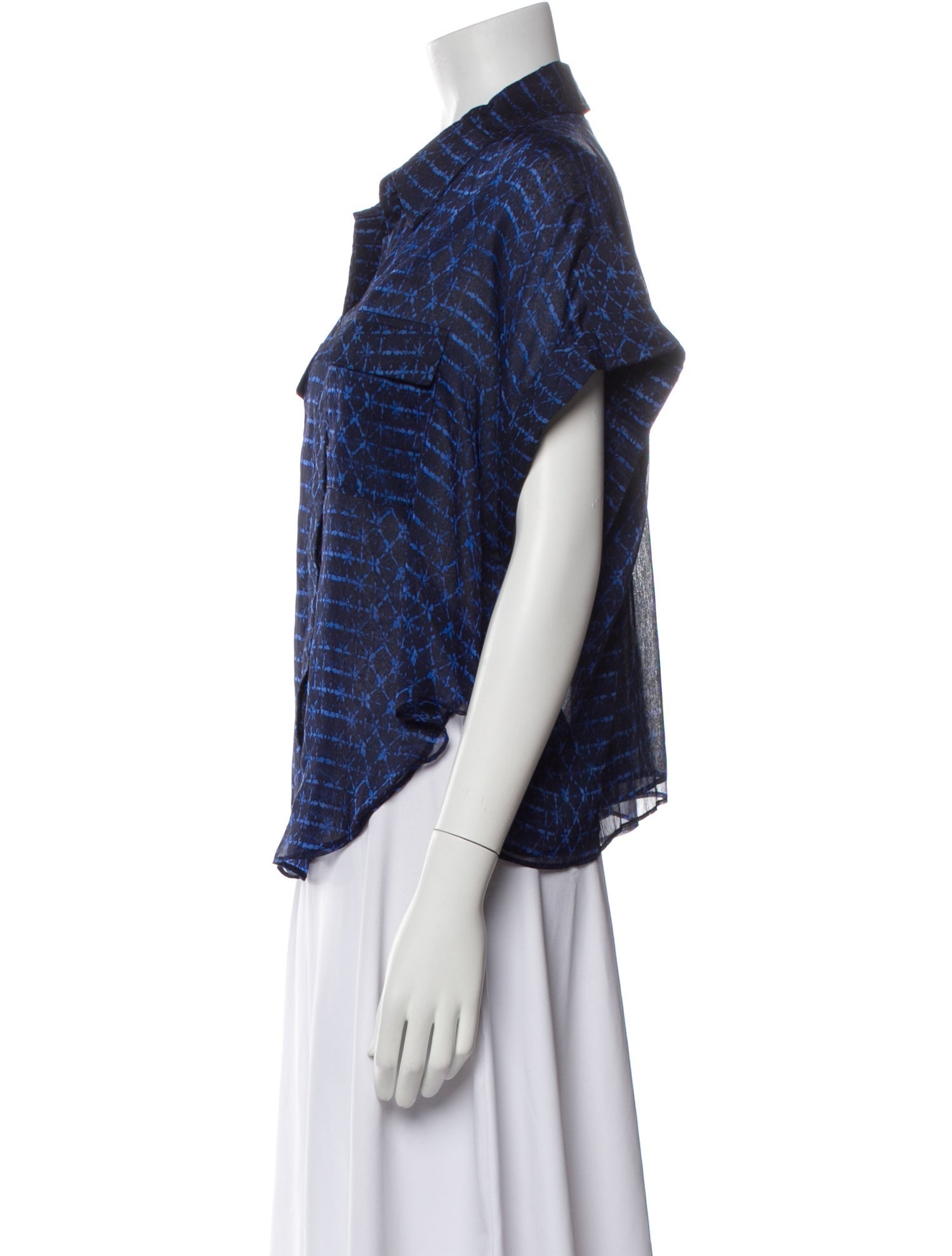 MISA Los Angeles Printed Short Sleeve Button-Up Top