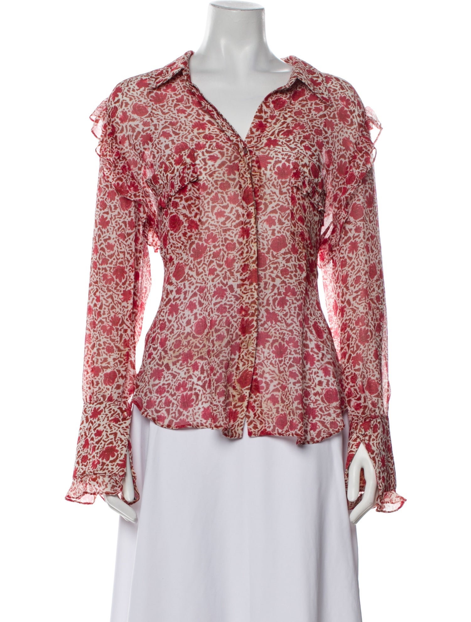 MISA Los Angeles Floral Print V-Neck Blouse