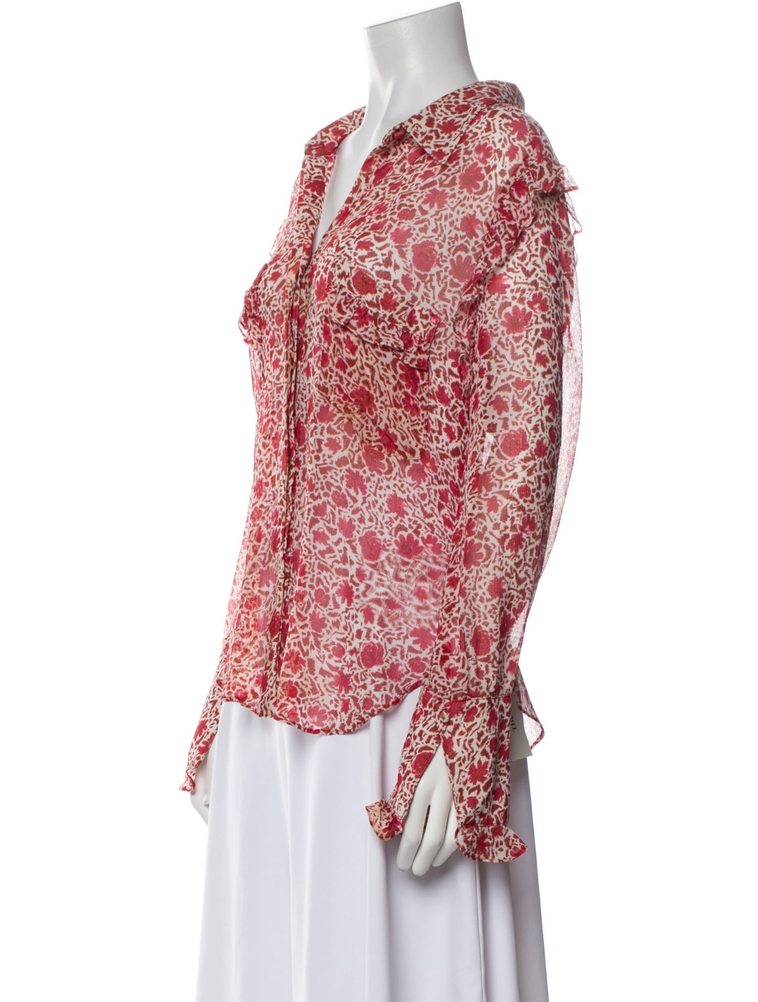 MISA Los Angeles Floral Print V-Neck Blouse