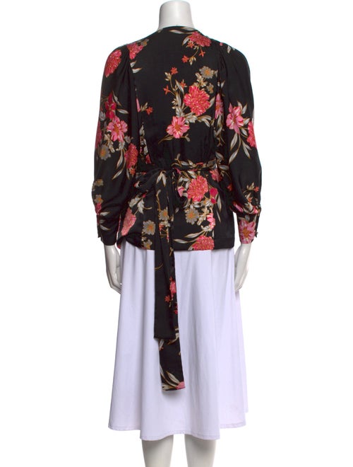 MISA Los Angeles Floral Print V-Neck Blouse