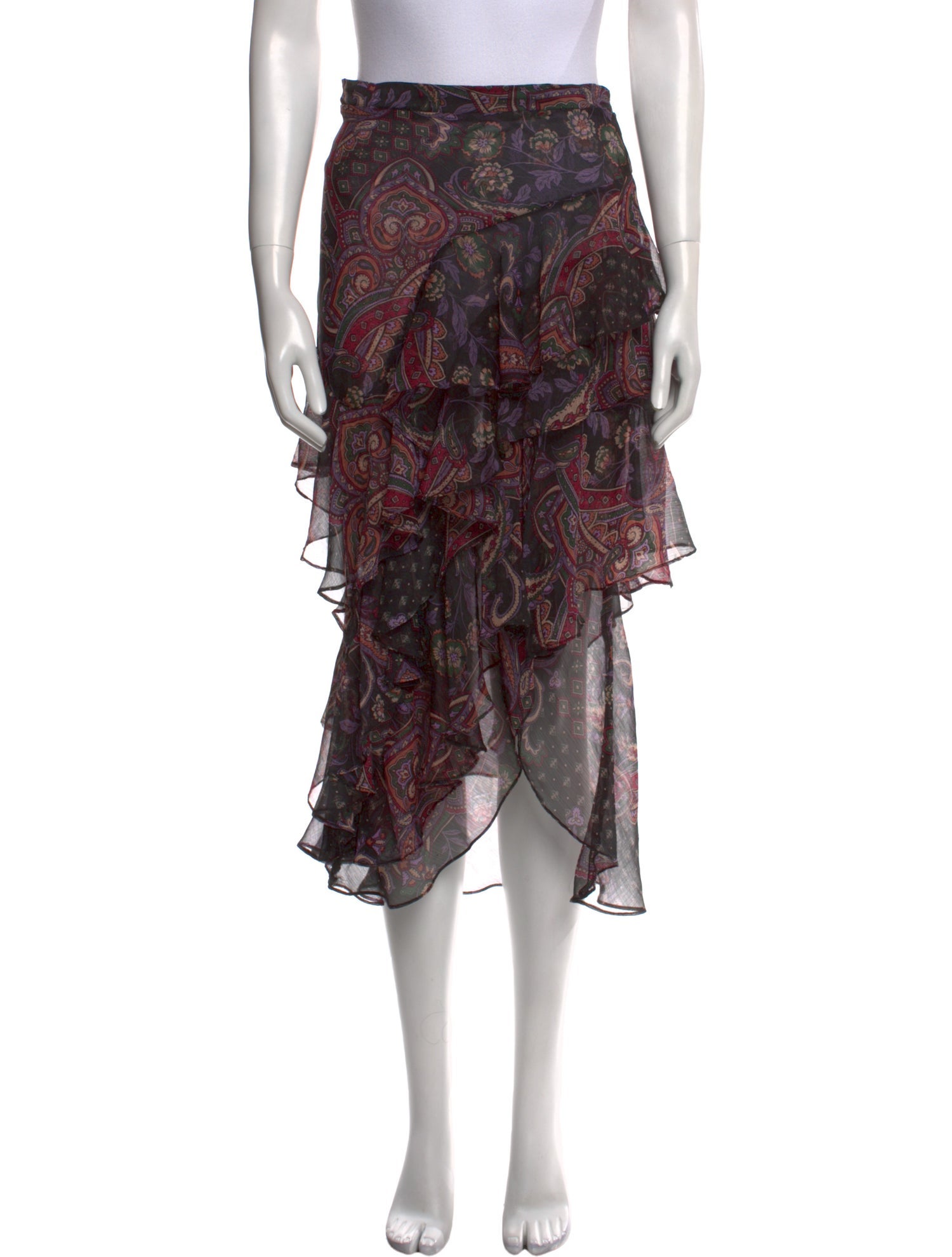 MISA Los Angeles Paisley Print Midi Length Skirt