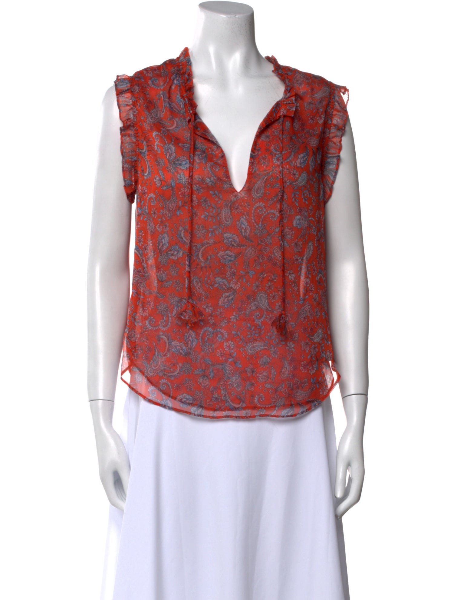 MISA Los Angeles Floral Print V-Neck Blouse