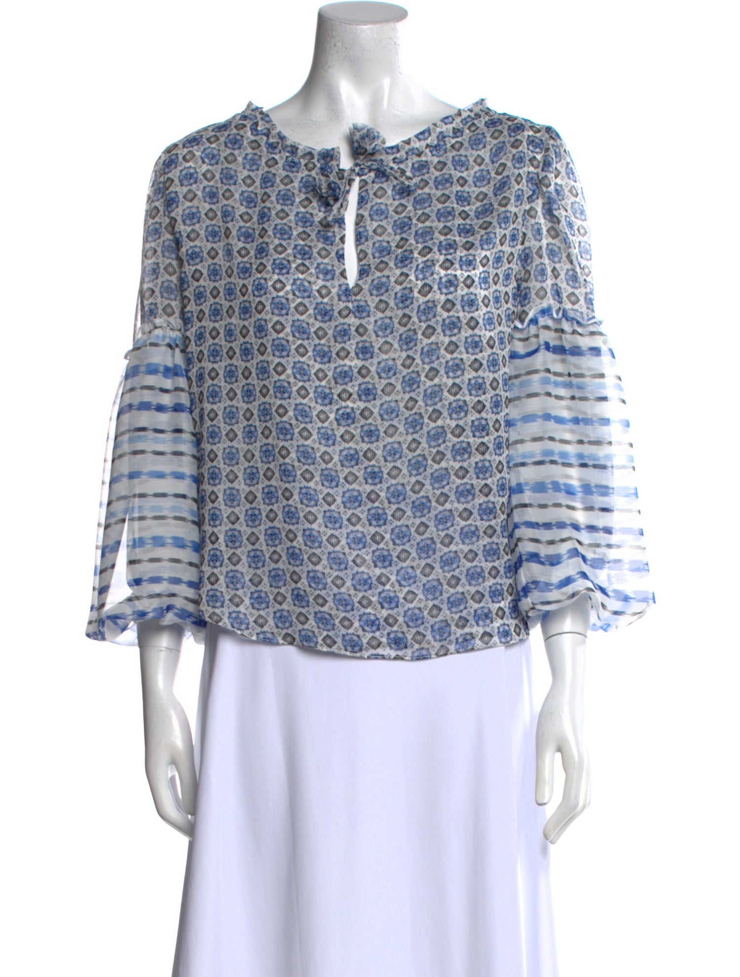 MISA Los Angeles Printed V-Neck Blouse w/ Tags