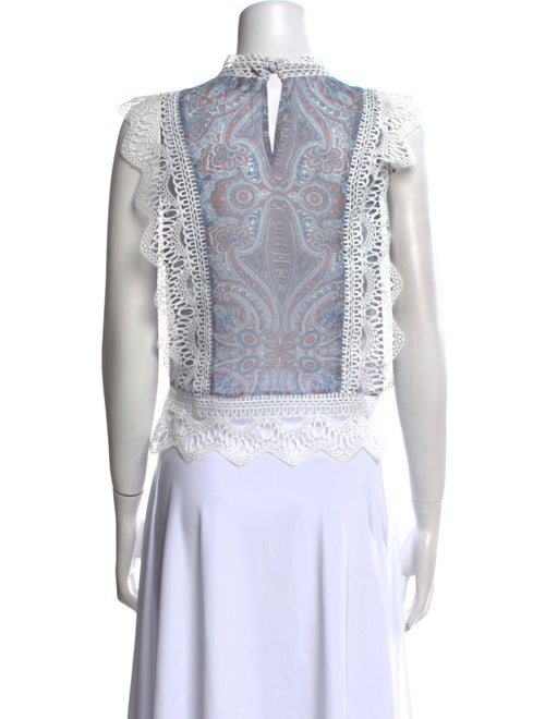 MISA Los Angeles Lace Pattern Crew Neck Crop Top