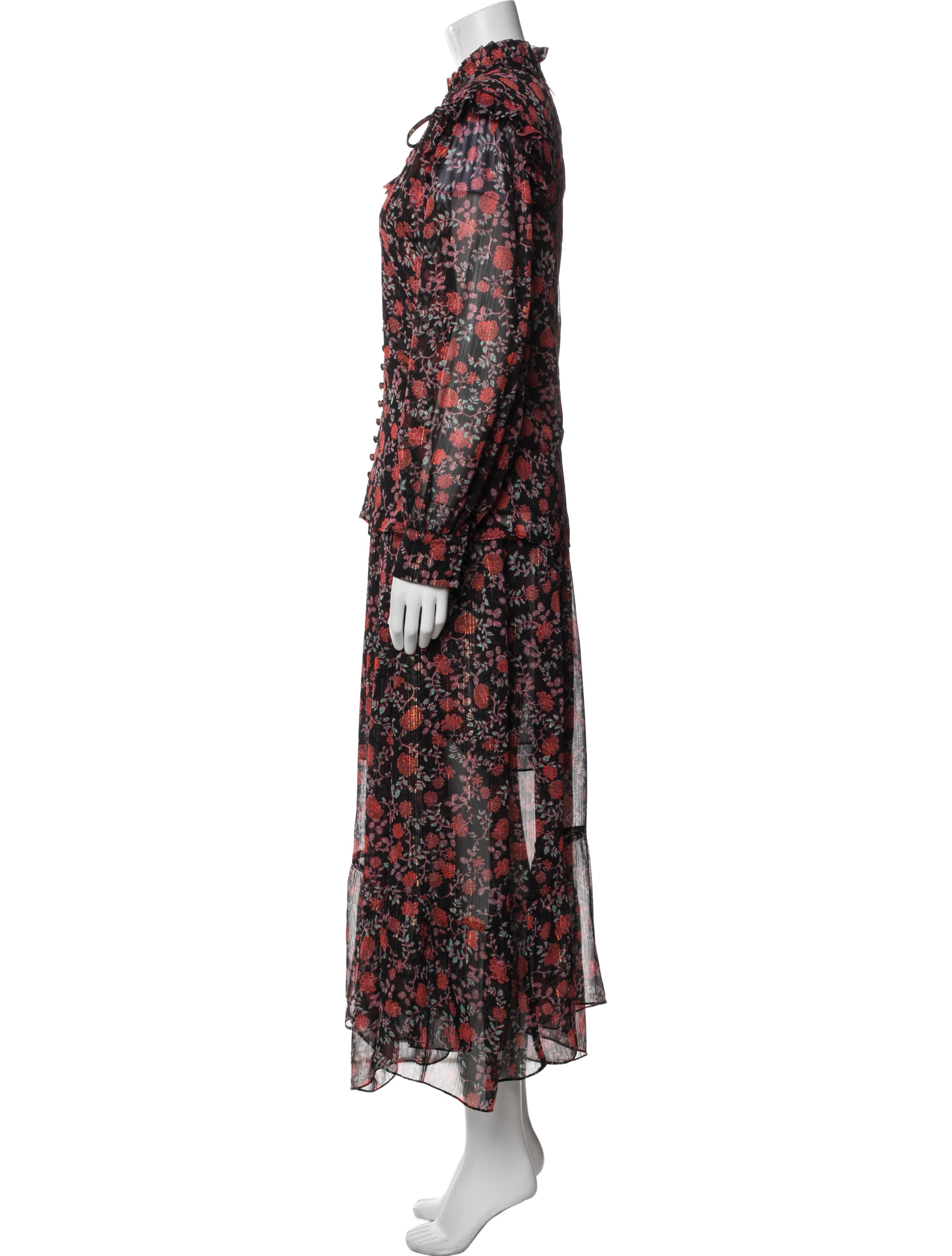 MISA Los Angeles Floral Print Ruffle Embellishment Skirt Set