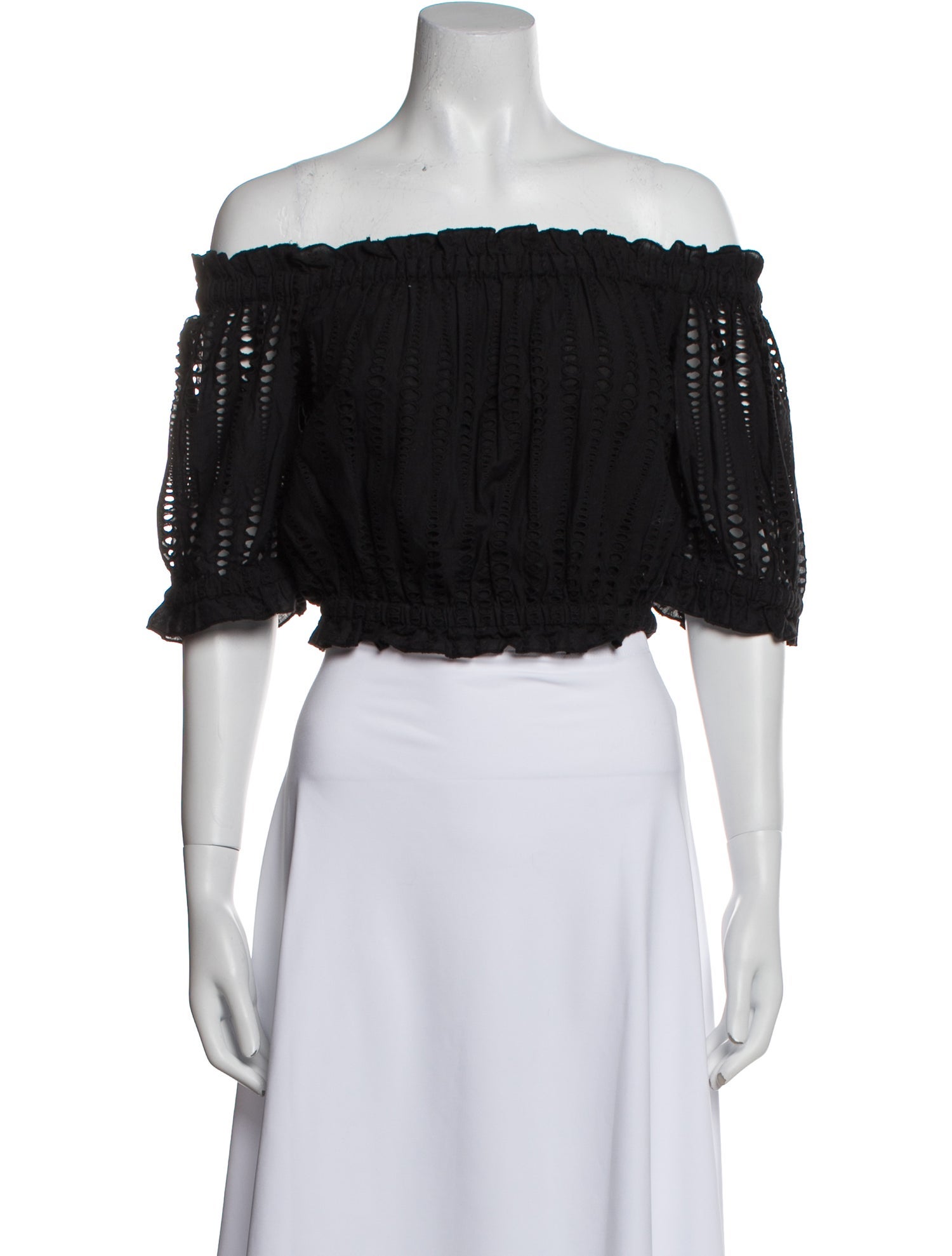 MISA Los Angeles Off-The-Shoulder Short Sleeve Crop Top