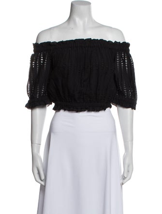 MISA Los Angeles Off-The-Shoulder Short Sleeve Crop Top