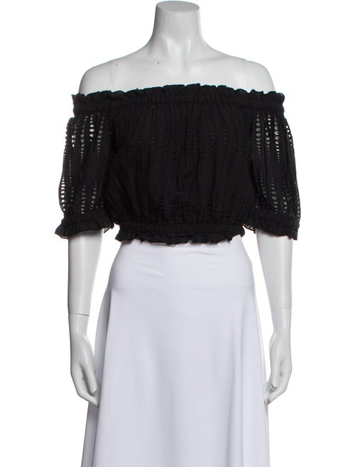 MISA Los Angeles Off-The-Shoulder Short Sleeve Crop Top