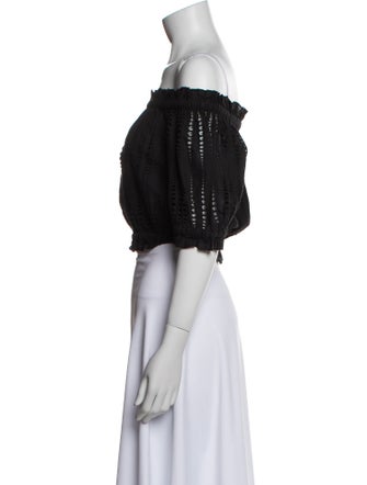 MISA Los Angeles Off-The-Shoulder Short Sleeve Crop Top