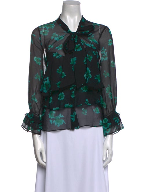 MISA Los Angeles Floral Print V-Neck Blouse