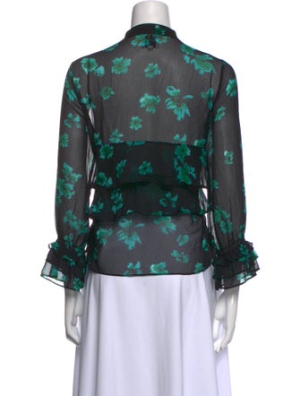 MISA Los Angeles Floral Print V-Neck Blouse