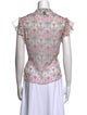 MISA Los Angeles Floral Print Mock Neck Blouse