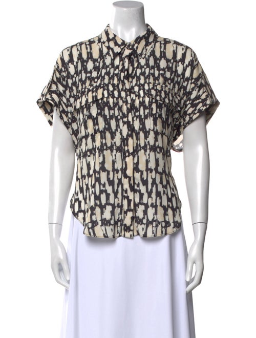 MISA Los Angeles Printed Short Sleeve Button-Up Top