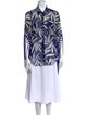 MISA Los Angeles Printed Three-Quarter Sleeve Button-Up Top