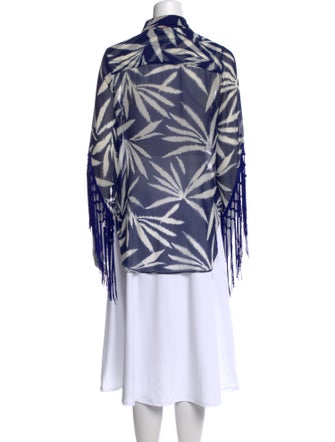 MISA Los Angeles Printed Three-Quarter Sleeve Button-Up Top