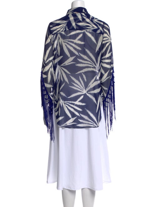 MISA Los Angeles Printed Three-Quarter Sleeve Button-Up Top