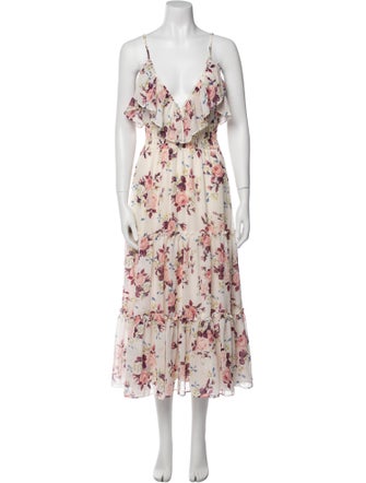 MISA Los Angeles Floral Print Midi Length Dress
