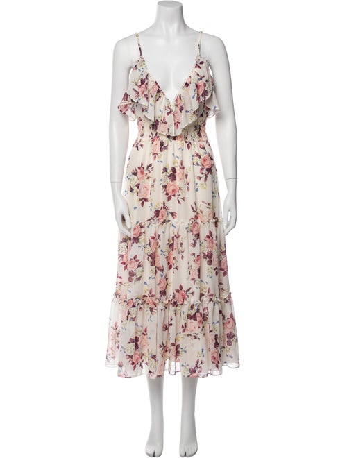 MISA Los Angeles Floral Print Midi Length Dress
