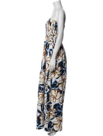 MISA Los Angeles Floral Print Strapless Jumpsuit