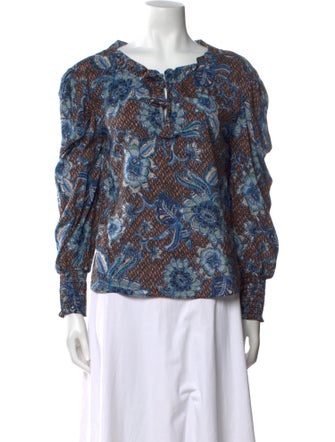 MISA Los Angeles Printed Square Neckline Blouse