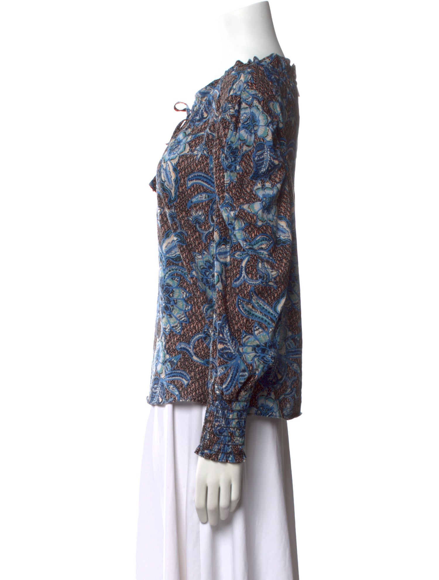 MISA Los Angeles Printed Square Neckline Blouse