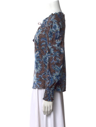 MISA Los Angeles Printed Square Neckline Blouse