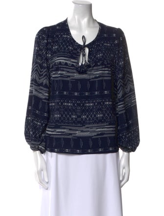 MISA Los Angeles Printed V-Neck Blouse