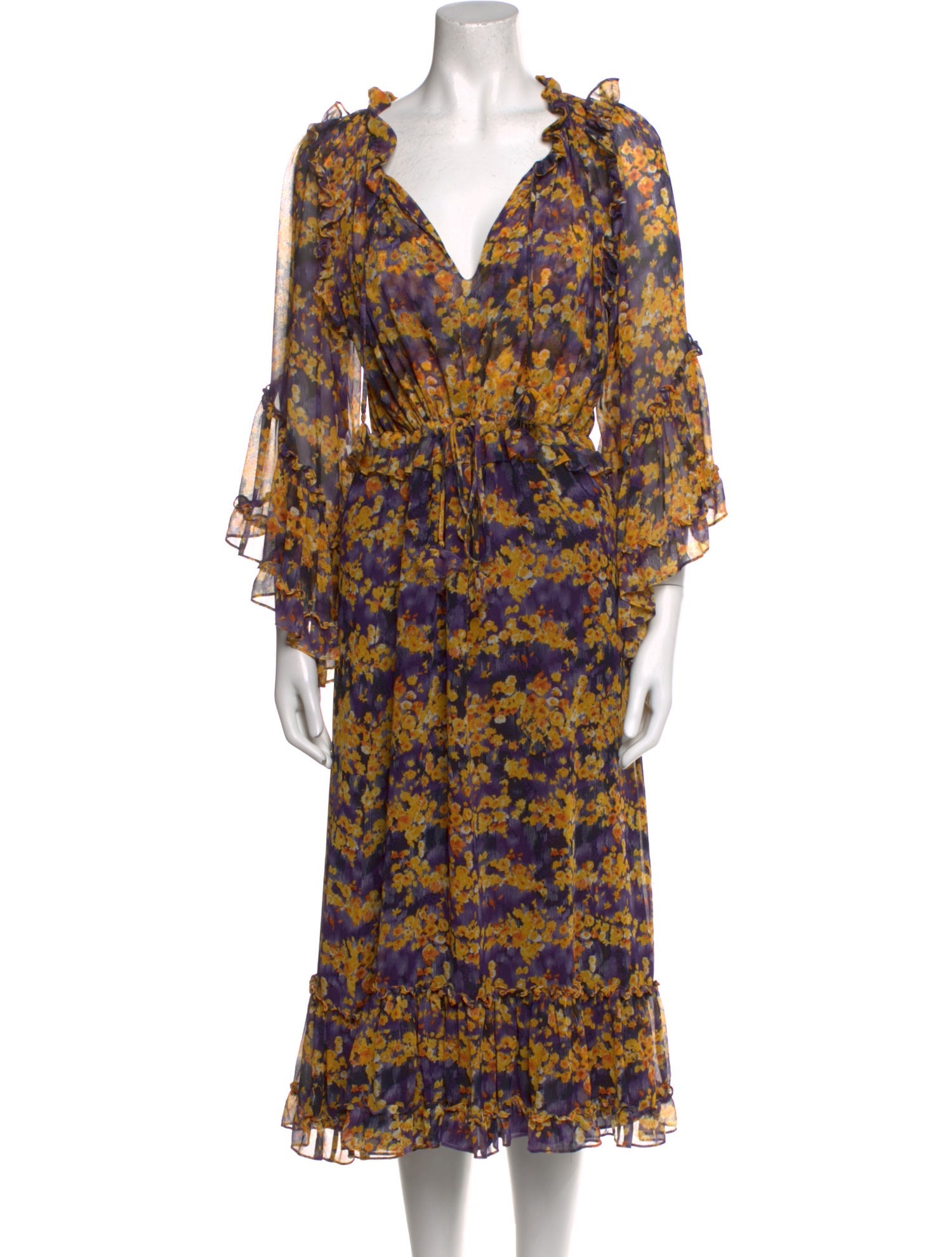 MISA Los Angeles Floral Print Midi Length Dress