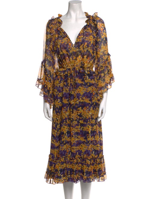 MISA Los Angeles Floral Print Midi Length Dress