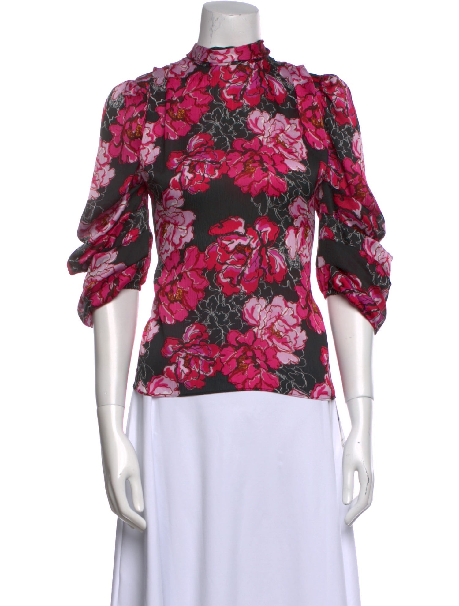 MISA Los Angeles Floral Print Mock Neck Blouse w/ Tags