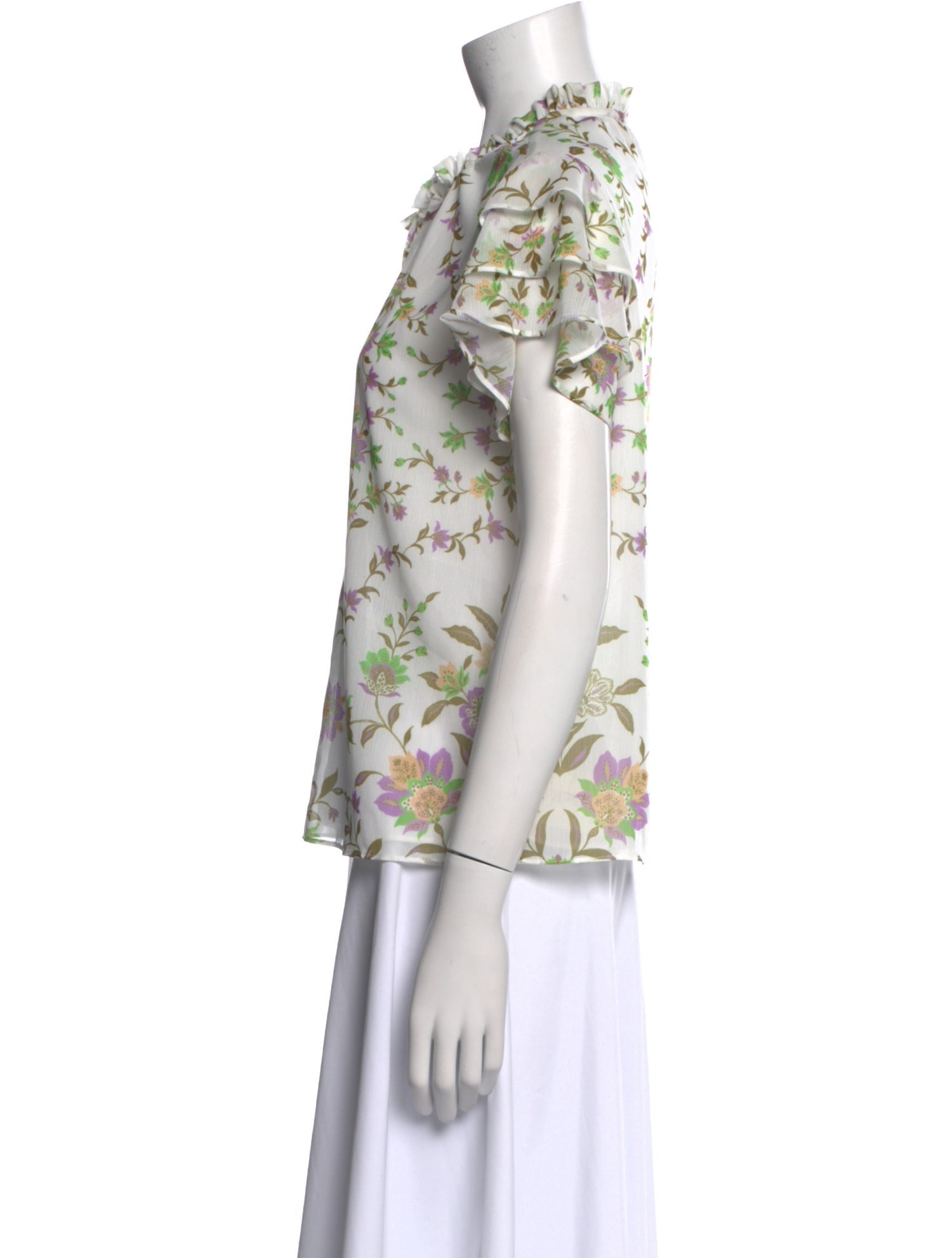 MISA Los Angeles Floral Print Mock Neck Blouse