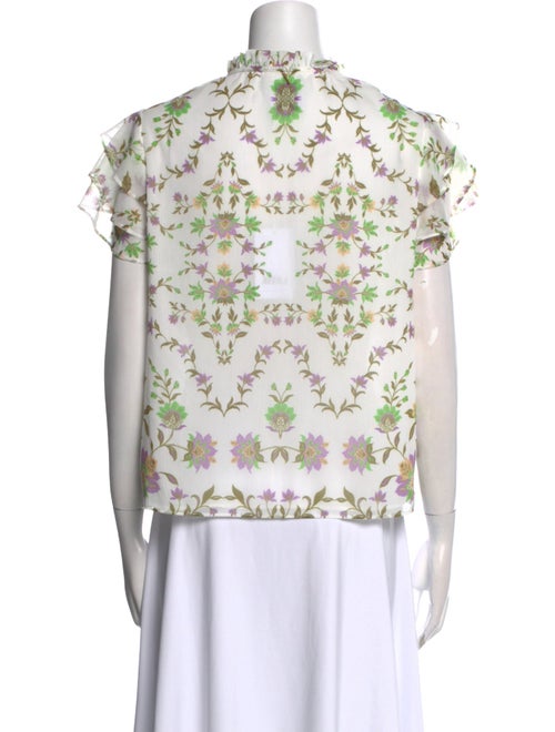 MISA Los Angeles Floral Print Mock Neck Blouse
