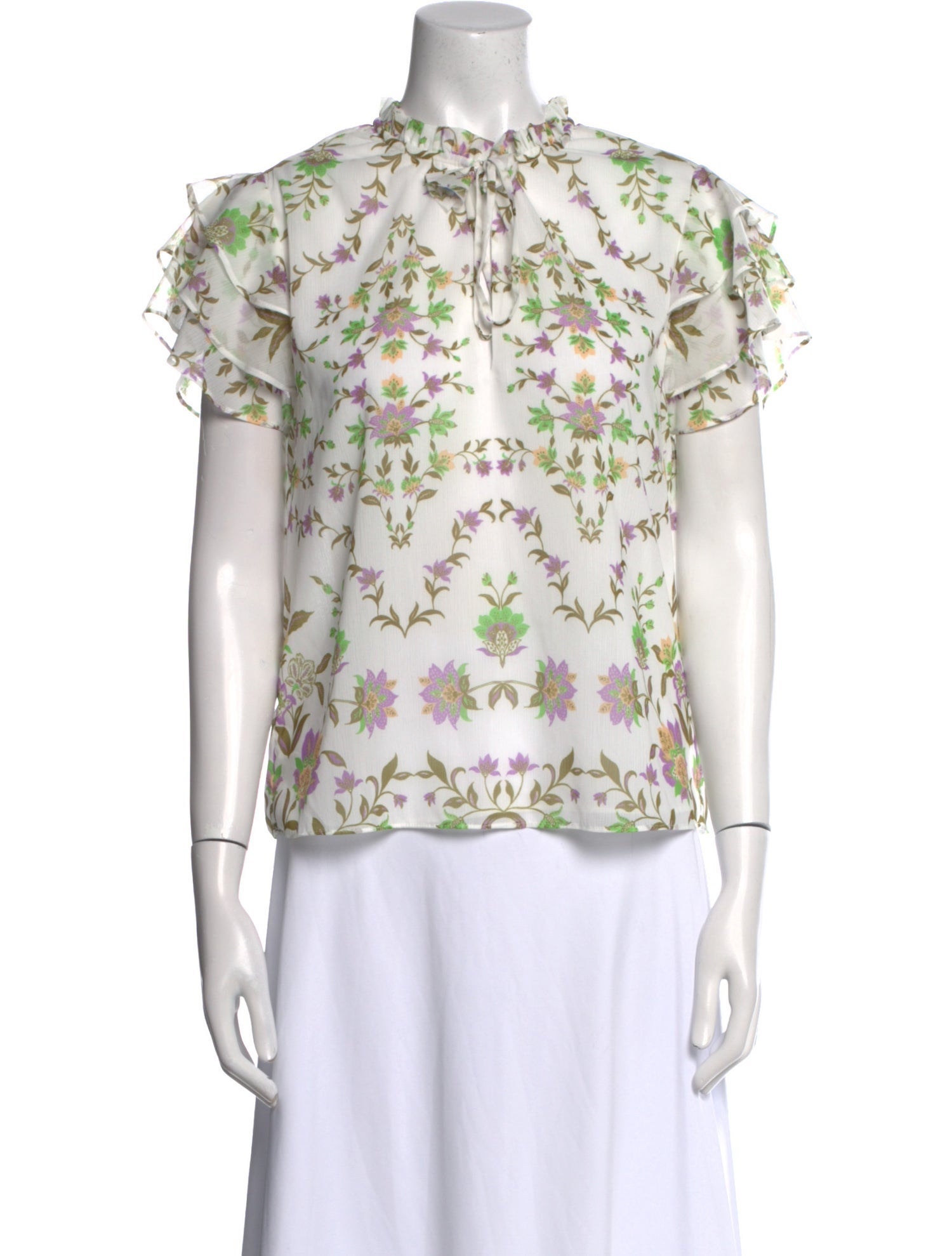 MISA Los Angeles Floral Print Mock Neck Blouse w/ Tags