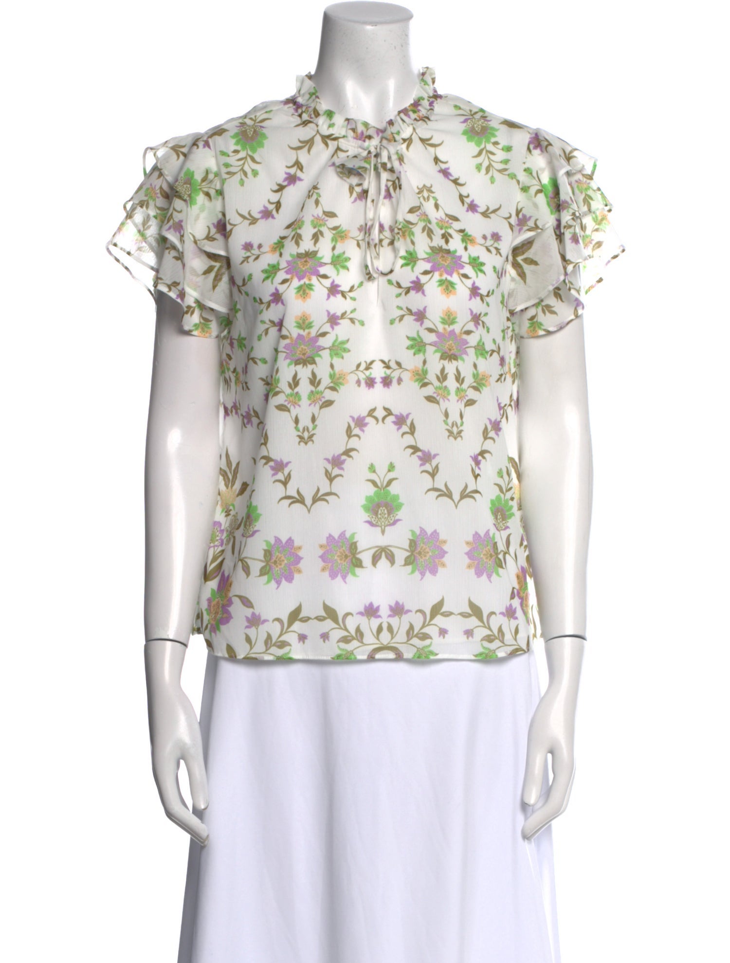 MISA Los Angeles Floral Print Mock Neck Blouse w/ Tags