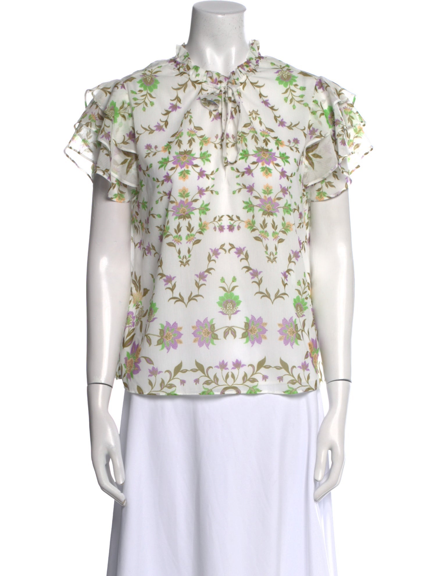 MISA Los Angeles Floral Print Mock Neck Blouse w/ Tags