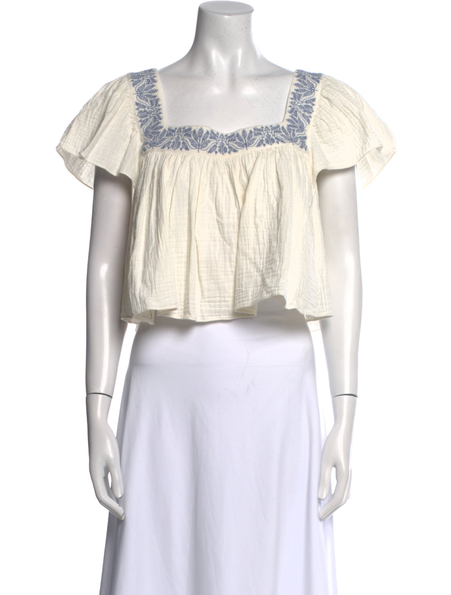 MISA Los Angeles Square Neckline Short Sleeve Crop Top w/ Tags