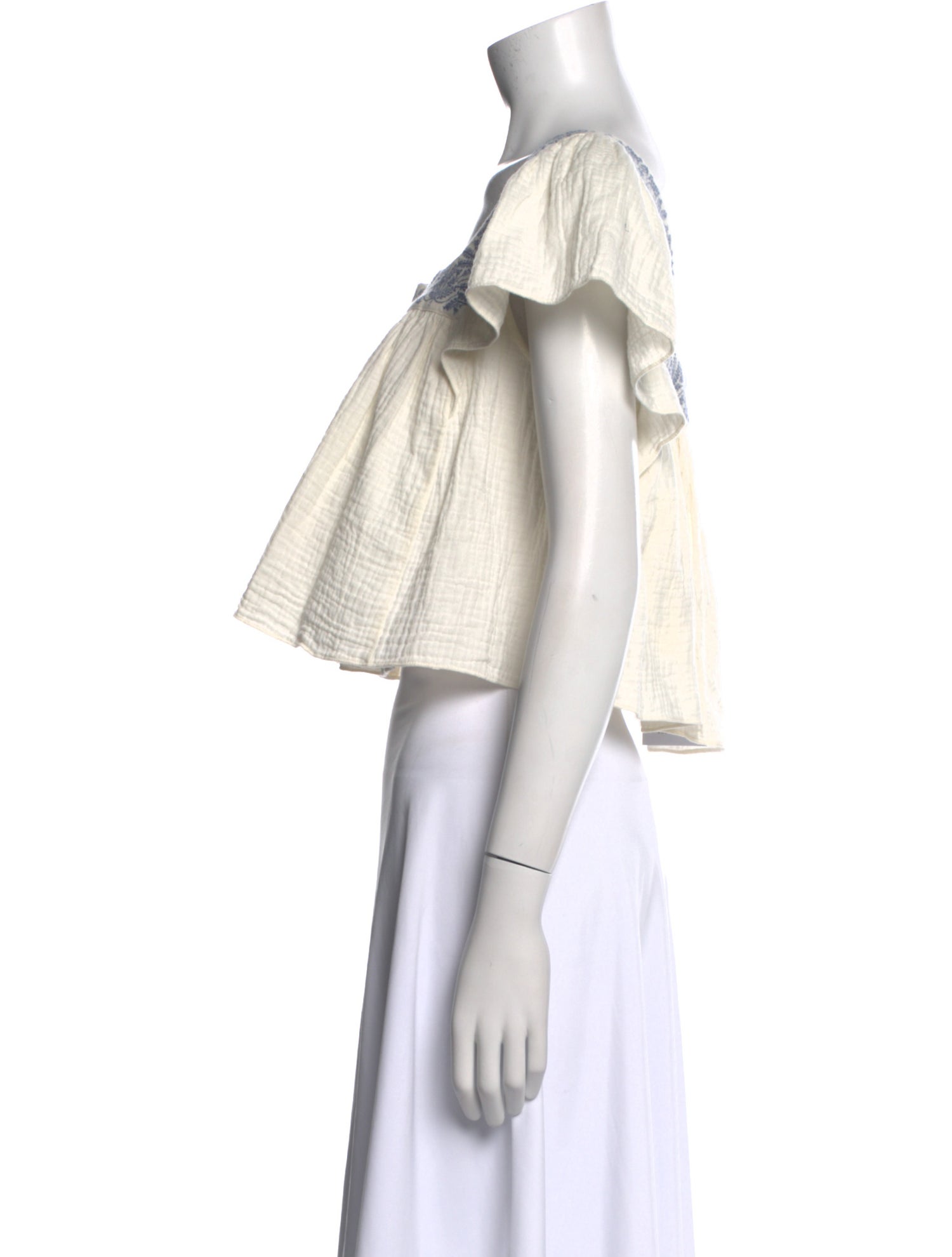 MISA Los Angeles Square Neckline Short Sleeve Crop Top w/ Tags