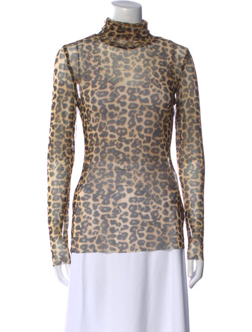 MISA Los Angeles Animal Print Turtleneck Top