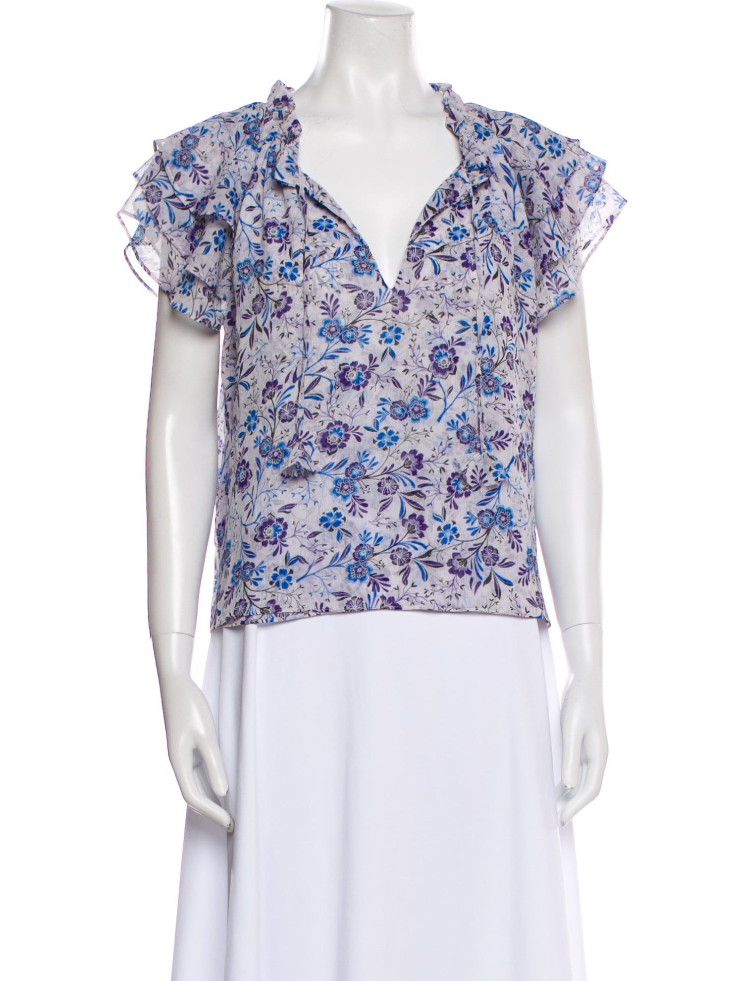 MISA Los Angeles Floral Print V-Neck Top w/ Tags