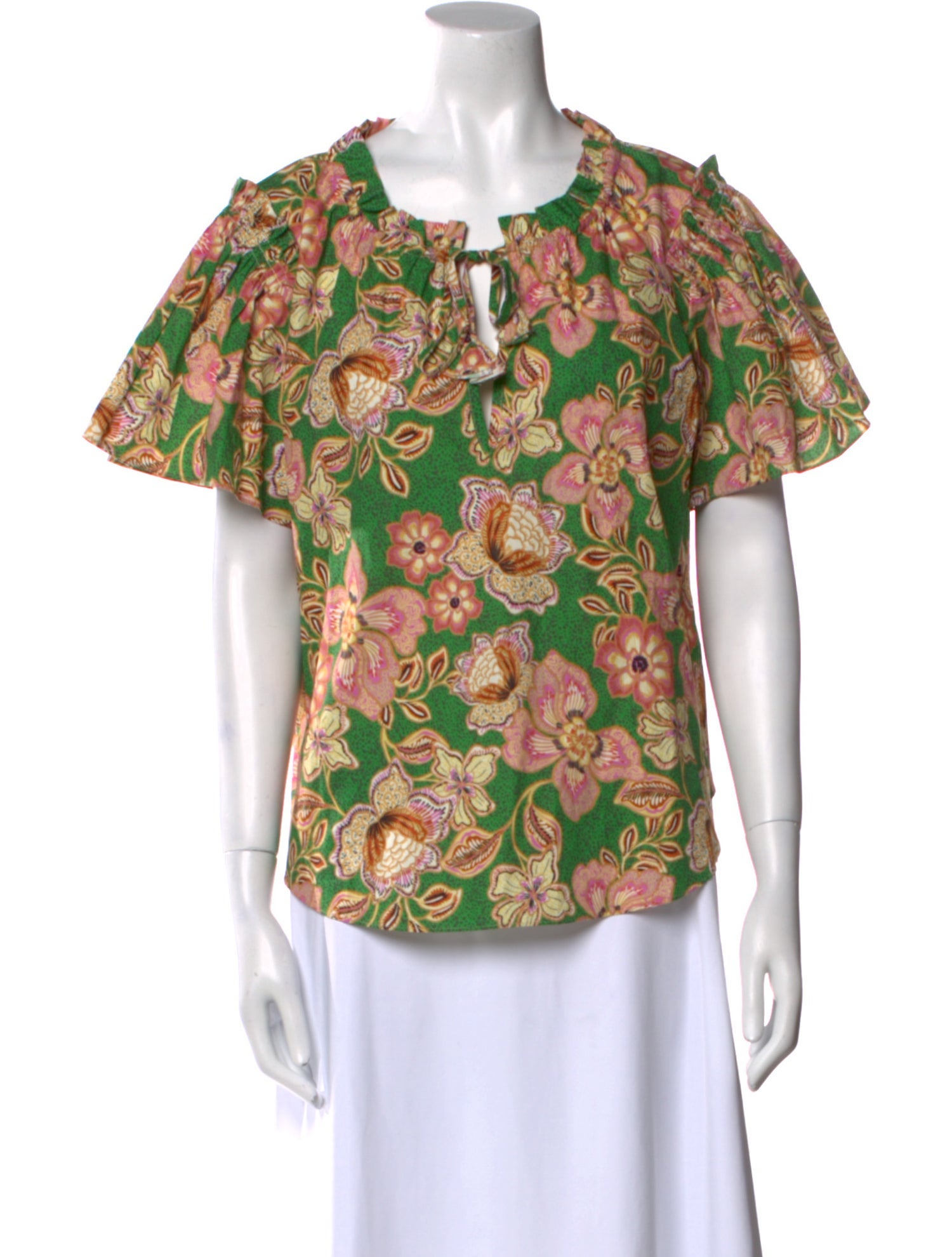 MISA Los Angeles Printed Tie Neck Blouse w/ Tags