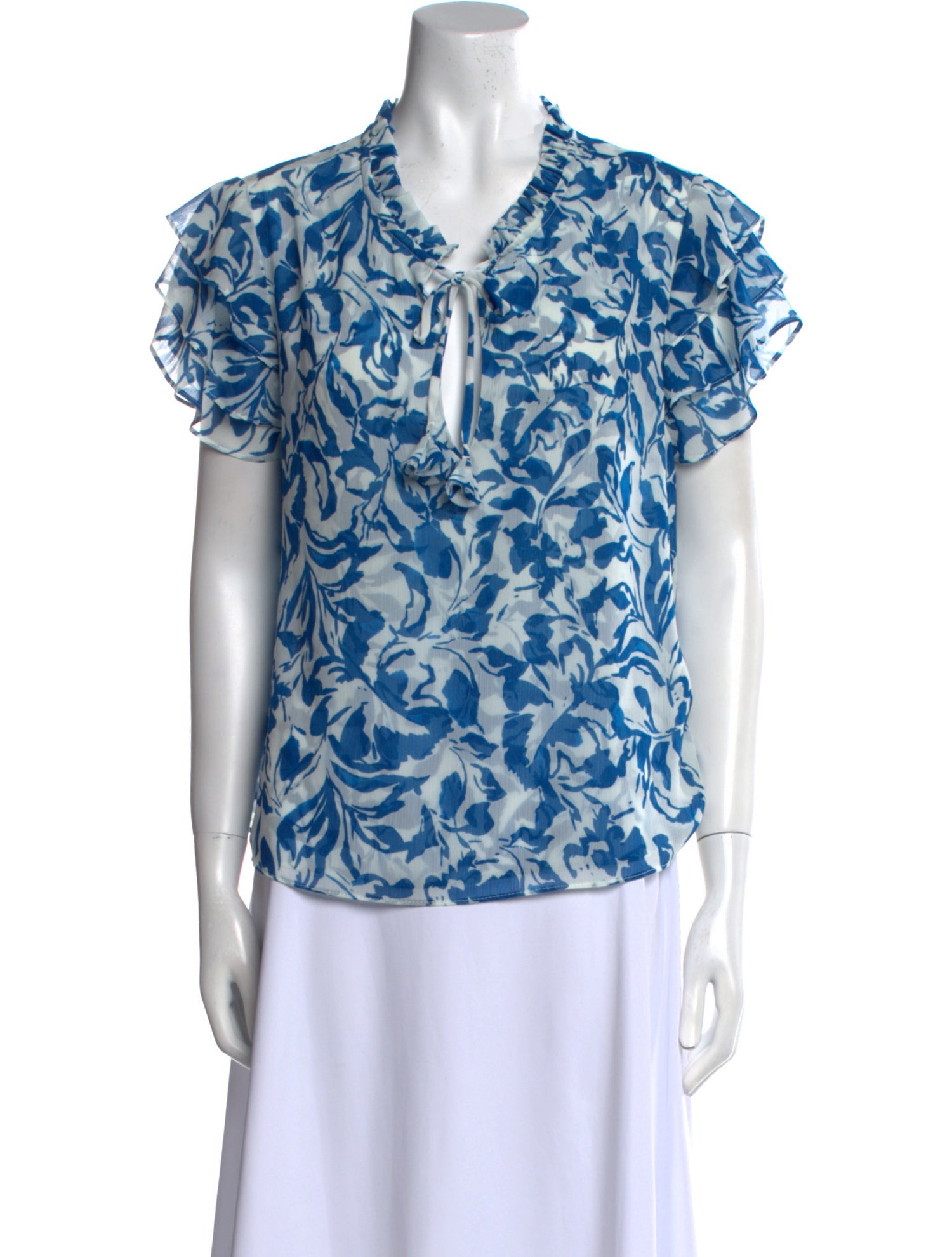 MISA Los Angeles Floral Print V-Neck Blouse