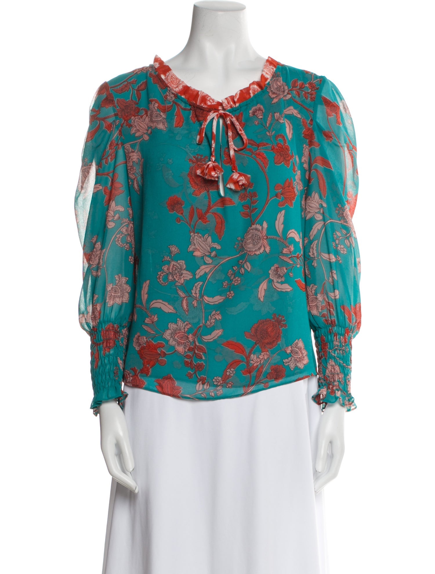 MISA Los Angeles Floral Print V-Neck Blouse w/ Tags