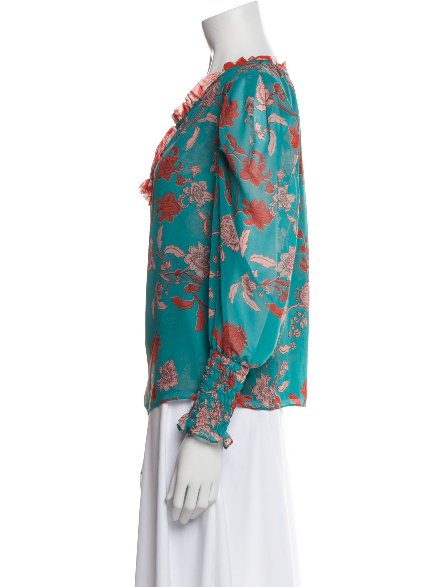 MISA Los Angeles Floral Print V-Neck Blouse w/ Tags