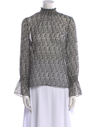 MISA Los Angeles Printed Mock Neck Blouse