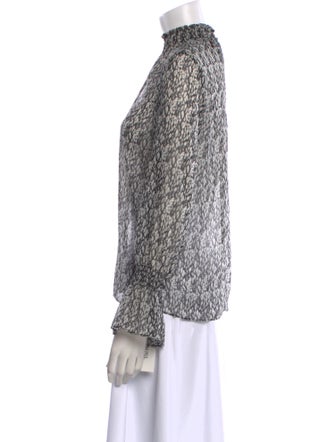 MISA Los Angeles Printed Mock Neck Blouse
